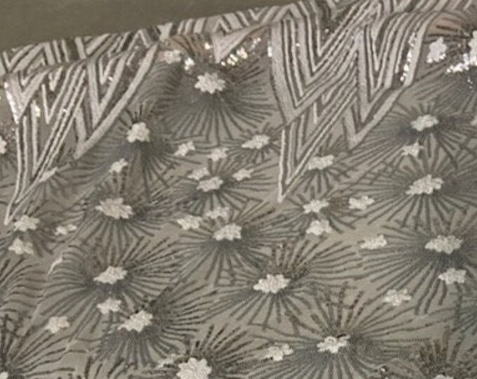 4-way Stretch Star Geometric sequin mesh Fabric BY THE YARD