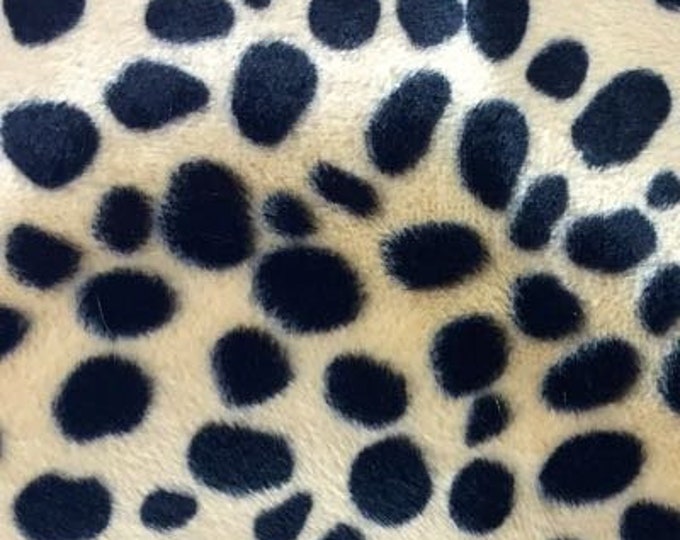 Taupe Dalmatian Spots Animal print Velboa Fabric BY THE YARD 60" Wide Drapery, Upholstery, Clothing Fabric
