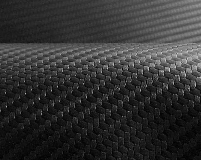 CARBON FIBER Black, faux vinyl Embossed Upholstery Fabric / 54" Wide / Sold BTY