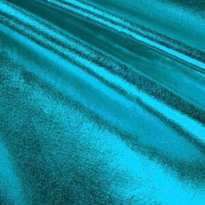 Turquoise Metallic Foil 4Way Stretch Spandex fabric BY THE YARD 60" Wide