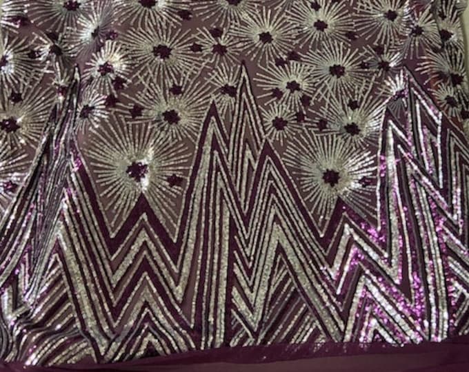 4-way Stretch Star Geometric sequin mesh dress grown Fabric BY THE YARD