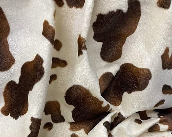 Tan Brown Pony Spots Cow Animal print Velboa Fabric BY THE YARD 60" Wide