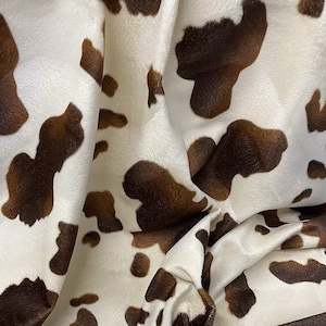 Tan Brown Pony Spots Cow Animal print Velboa Fabric BY THE YARD 60" Wide