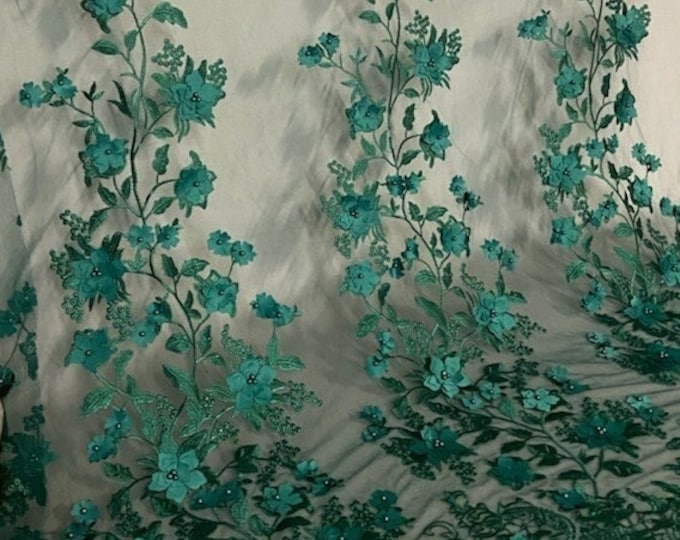 Floral lace sequin Fabric Scalloped ends Sold By The Yard bridal vail gown dress lilly