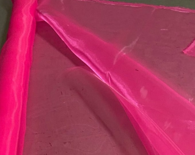 HOT PINK Mirror Organza  sheer fabric polyester 58" wide