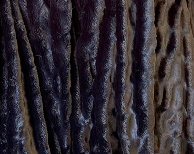 Black  Ripple Chinchilla Mink Soft Faux Fur Fabric BY THE YARD