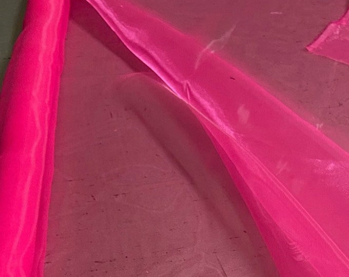 Hot pink crystal Organza  sheer fabric polyester 58" wide