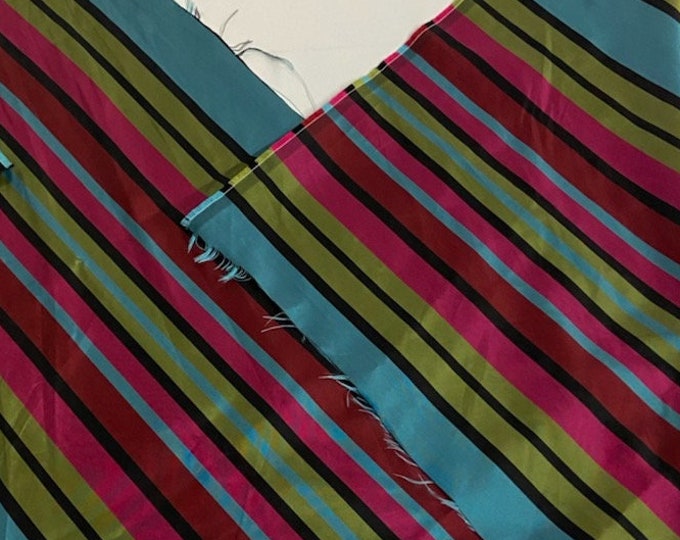 Multicolor stripe rough Taffeta drapery Fabric BY THE YARD 60" wide