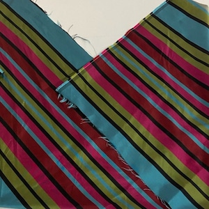 Multicolor stripe rough Taffeta drapery Fabric BY THE YARD 60&quot; wide