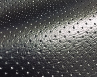 Black Perforated upholstery vinyl Faux Leather fabric Automotive furniture Sold by the yard