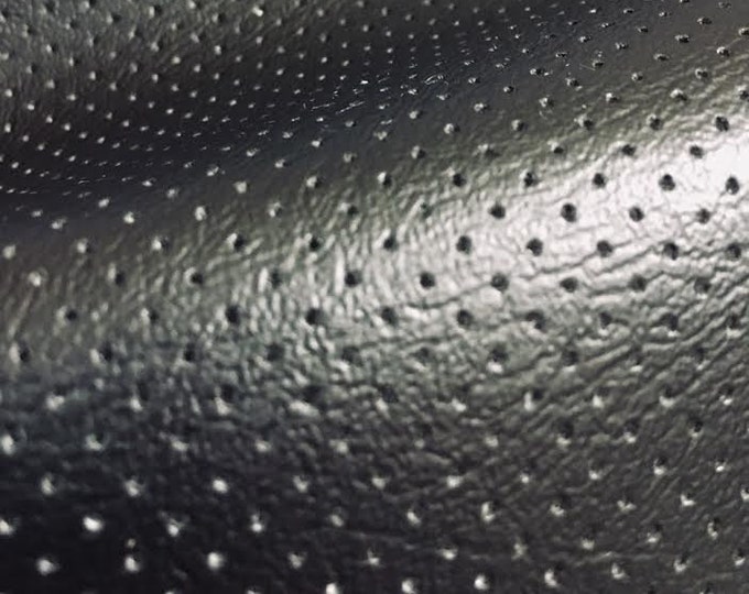 Black Perforated upholstery vinyl Faux Leather fabric Automotive furniture Sold by the yard