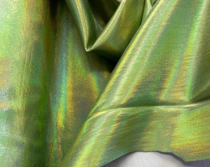 Green Iridescent Blue Metallic Foil 4Way Stretch Spandex fabric BY THE YARD swimwear dancewear costume 60" Wide