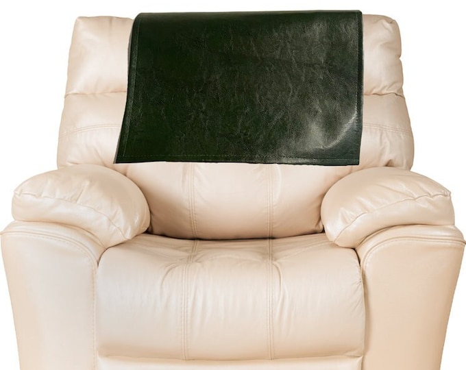 DARKEST GREEN Distressed faux leather vinyl protector Sofa, Loveseat, Theater Seat, Chair Caps, Headrest Pad, Recliner Head Cover, armrest