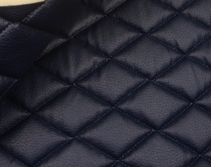 Navy champion Diamond Quilted Faux Vinyl foam backed Automotive headliner upholstery 52" Wide