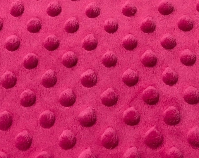 Hot Pink Minky dimple dot soft fabric BY THE YARD 60 " Wide