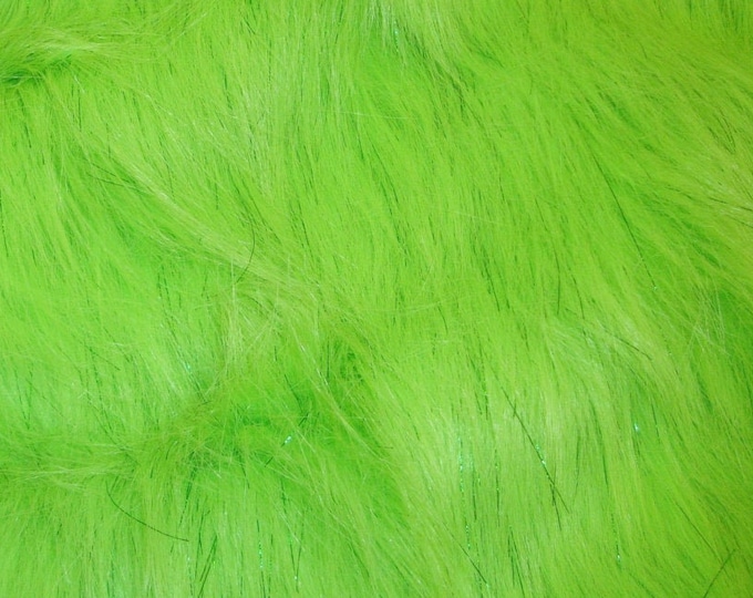LIME Sparkle Faux fur pile Upholstery Fashion Decor Arts & Crafts Bedding fabric By The YARD