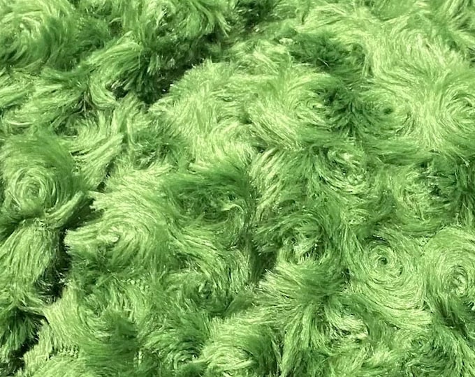 Minky Rosebud / mint green / soft fabric BY THE YARD 60" Wide