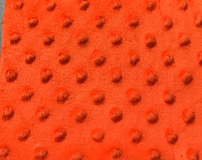 Neon Orange Minky dimple dot soft fabric BY THE YARD 60 " Wide