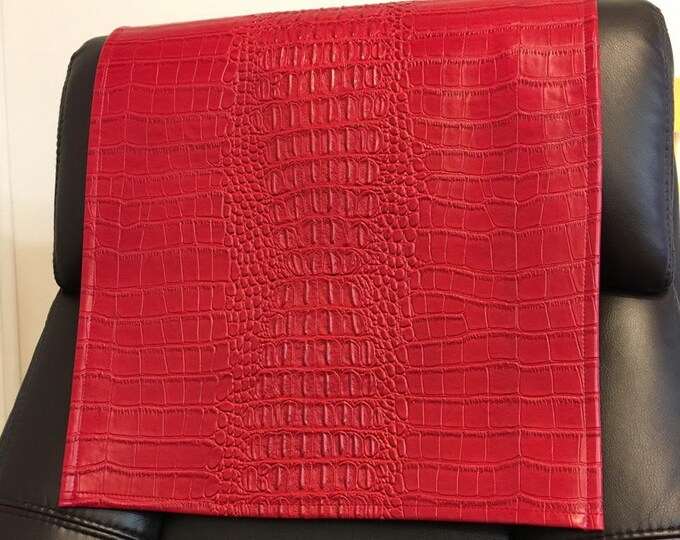 Red Nile crocodile faux leather vinyl Sofa Loveseat Chaise Theater Seat, Chair Caps Headrest Pad, Recliner Head Cover Furniture Protector