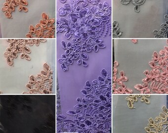Blush Floral 3D Orchids On Mesh Lace Fabric By The Yard Used For FREE SHIPPING!!! Dress-Accessories-Decorations
