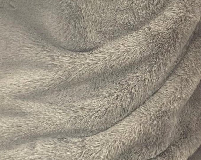 Light gray plush thick minky bunny fabric / 58" Wide / Sold by the Yard
