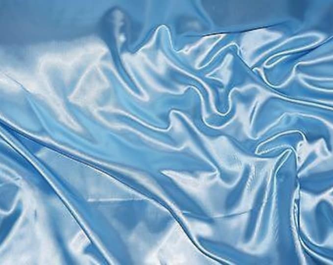 charmouse satin polyester fabric  60"wide DRESS Gown Baby blue solid silky shinny