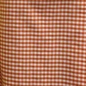 May include: Close-up of a fabric with a brown and white gingham pattern. The fabric is tightly woven, creating a grid of small squares. The color scheme is a warm, earthy tone, suitable for various craft projects.