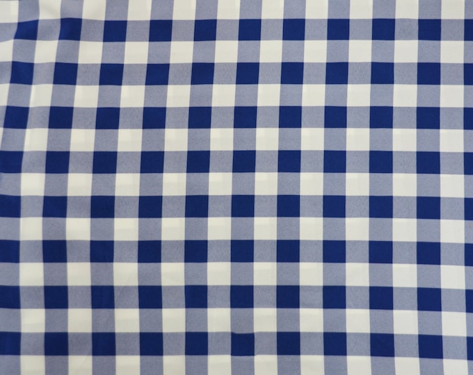 Poly poplin checkers royal 100% Polyester picnic fabric 60"wide sold by the yard