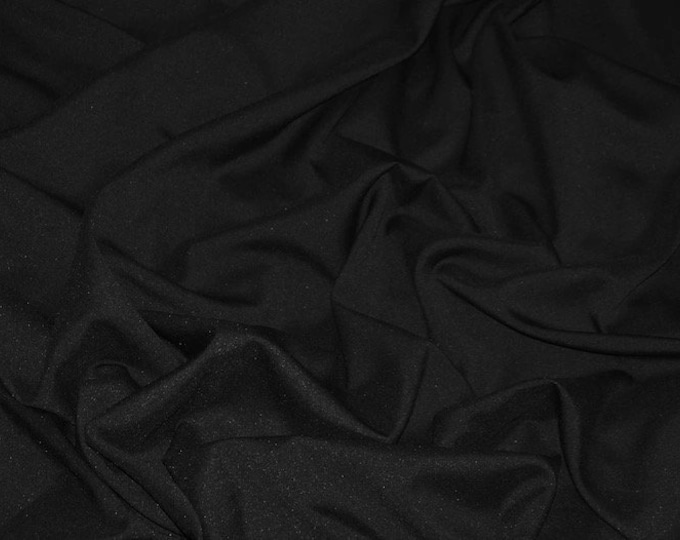 Black Premium Gabardine Suiting Fabric by the Yard – Smooth Twill, Medium Weight