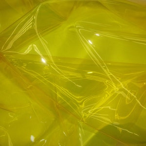 54&quot; Wide Yellow 10 Gauge Transparent Tinted Plastic Vinyl Fabric By the Yard upholstery, costumes, diy projects, handbags, shoes accessories