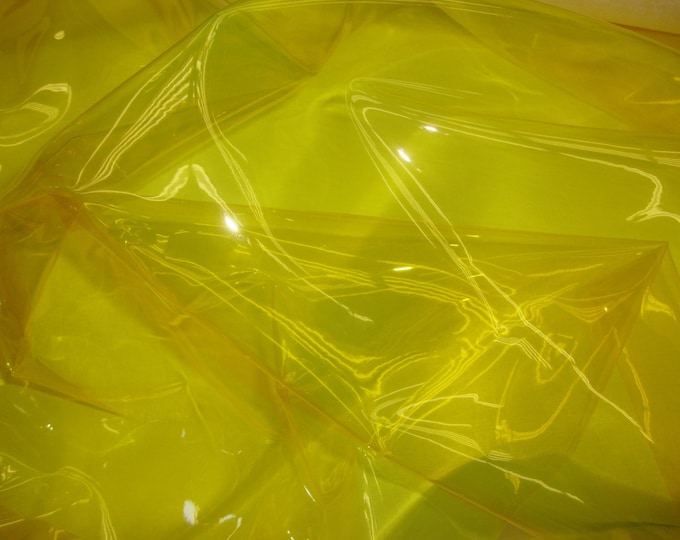 54" Wide Yellow 10 Gauge Transparent Tinted Plastic Vinyl Fabric By the Yard upholstery, costumes, diy projects, handbags, shoes accessories