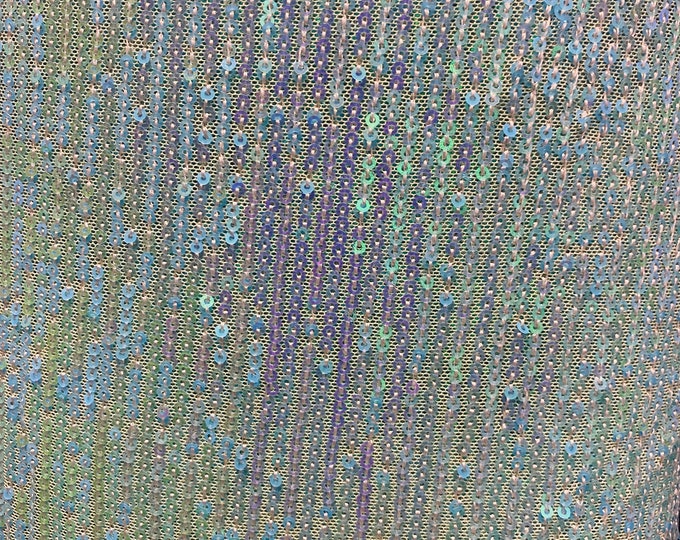 White mermaid Pleated Glitz Sequin Mesh Fabric By The Yard