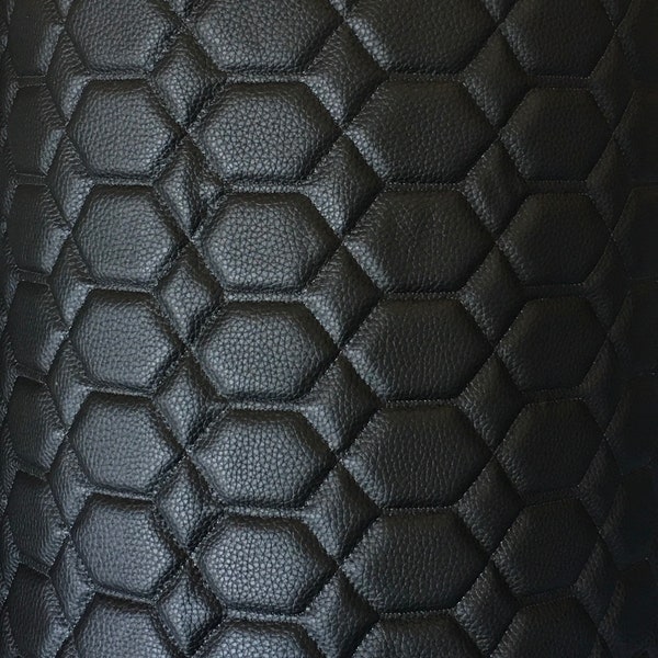 Black hex Champion Quilted auto headliner headboard fabric with 3/8" Foam Backing Upholstery 52" Wide