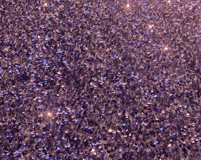 Lilac Sequin on Stretch Velvet 4-Way stretch fabric by the yard 60" Wide