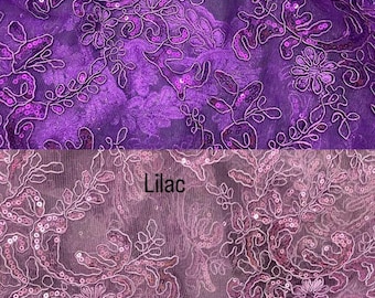 Mesh Embroidery metallic Corded Lace With Sequins, Non-stretch, Sells by the yard 54” wide