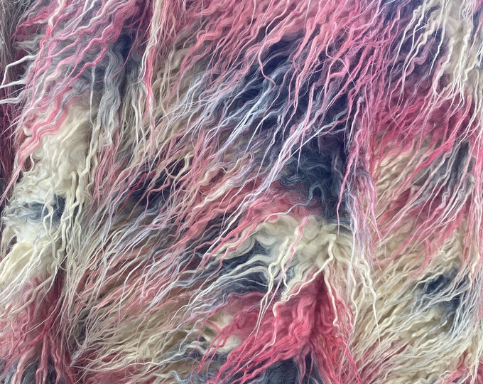 Multi pink Faux fur Mongolian fabric 60 Inch wide
