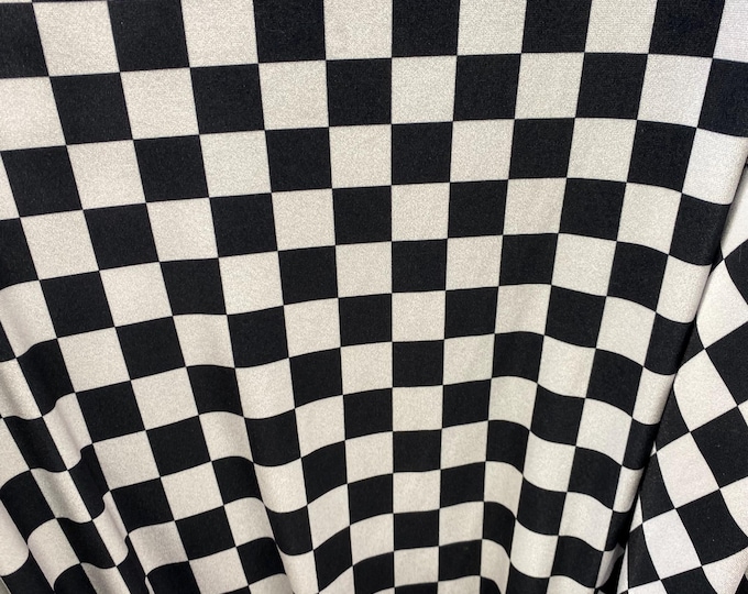 Black/White 1” square stretch velvet 58" wide