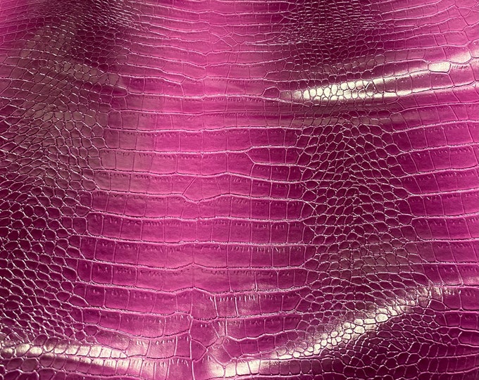 Vinyl faux leather Apparel clothing  violet Crocodile Wally embossed bags fabric sold per yard 54" Wide