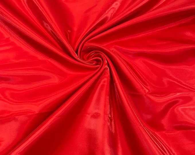 Red Liquid glossy Bridal prom Satin prom dress fabric per yard