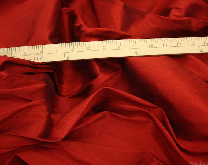 Cinnabar Shantung Dupioni Faux Silk two tone fabric BY THE YARD 54" wide