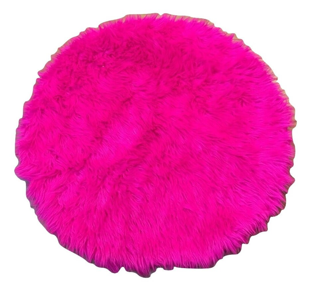 Hot Pink Shaggy Diameter Round Area Rug / Plush Faux Fur / Etsy