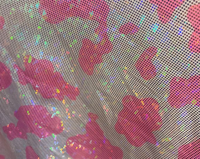 Pink cow shattered mystique 4-Way Stretch Fabric by the yard 60 " Wide
