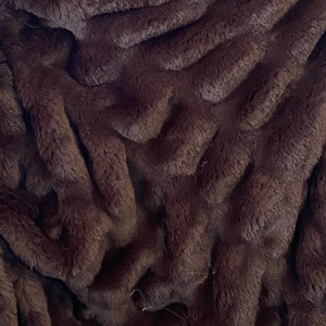 Brown  Ripple Chinchilla Mink Soft Faux Fur Fabric BY THE YARD