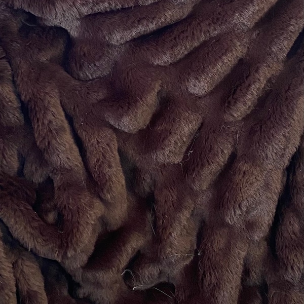 Brown  Ripple Chinchilla Mink Soft Faux Fur Fabric BY THE YARD
