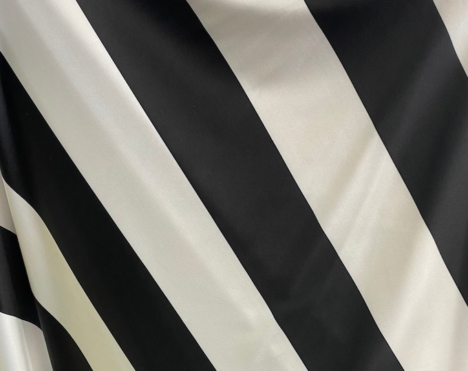 3 inch Black white stripe 4-Way Stretch Spandex Fabric by the yard 60 " Wide