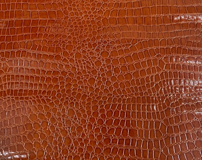 Cinnamon Crocodile embossed Faux vinyl Upholstery 54” wide