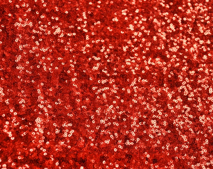 Sequins Dress Gowns Mini Disc stretch Glitz Fabric - Red - 54” Wide By The Yard