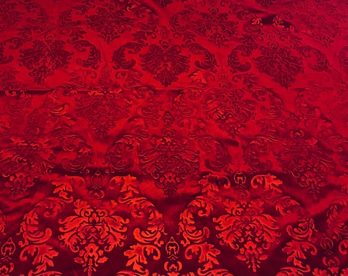 Damask floral Velvet none stretch Fabric 58" Wide sold by the yard