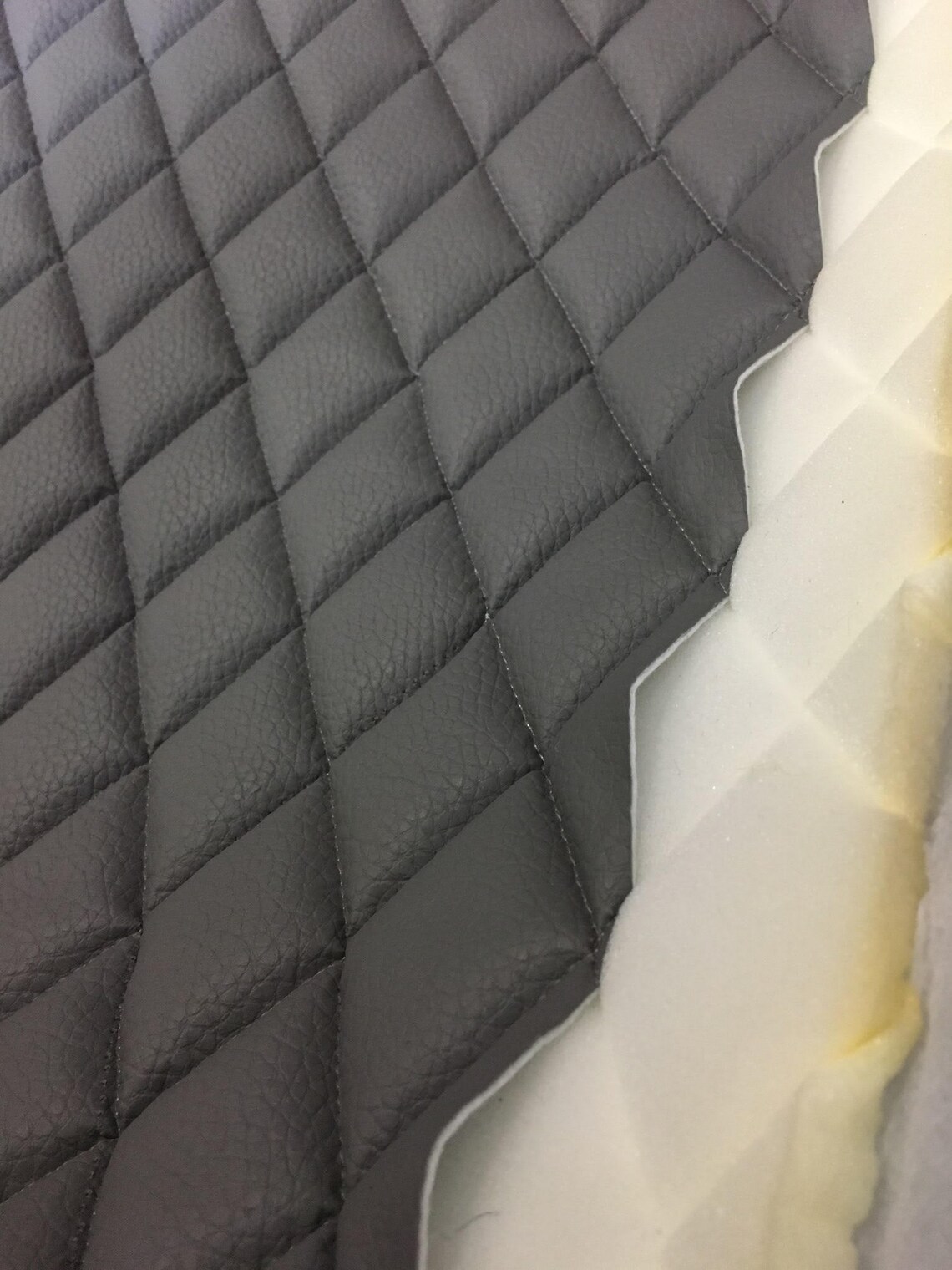 Grey Quilted Vinyl Fabric With 3/8 Foam Backing Etsy