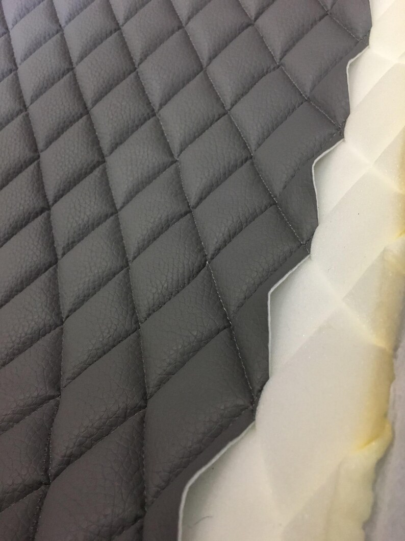 Grey Quilted Vinyl Fabric With 3/8 Foam Backing Etsy